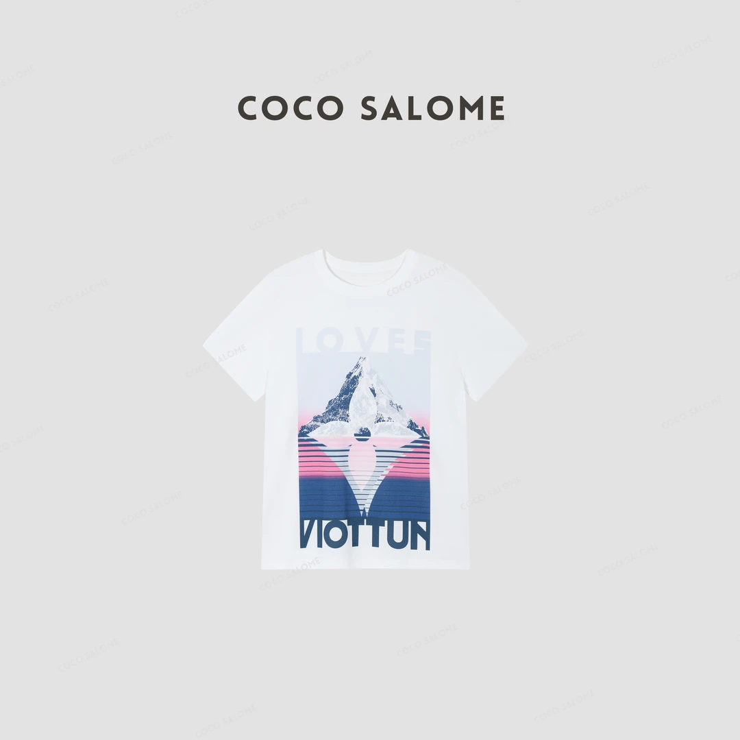 COCO SALOME⑥【雪山】2025早春100棉210g宽松大版简约圆领短袖267J