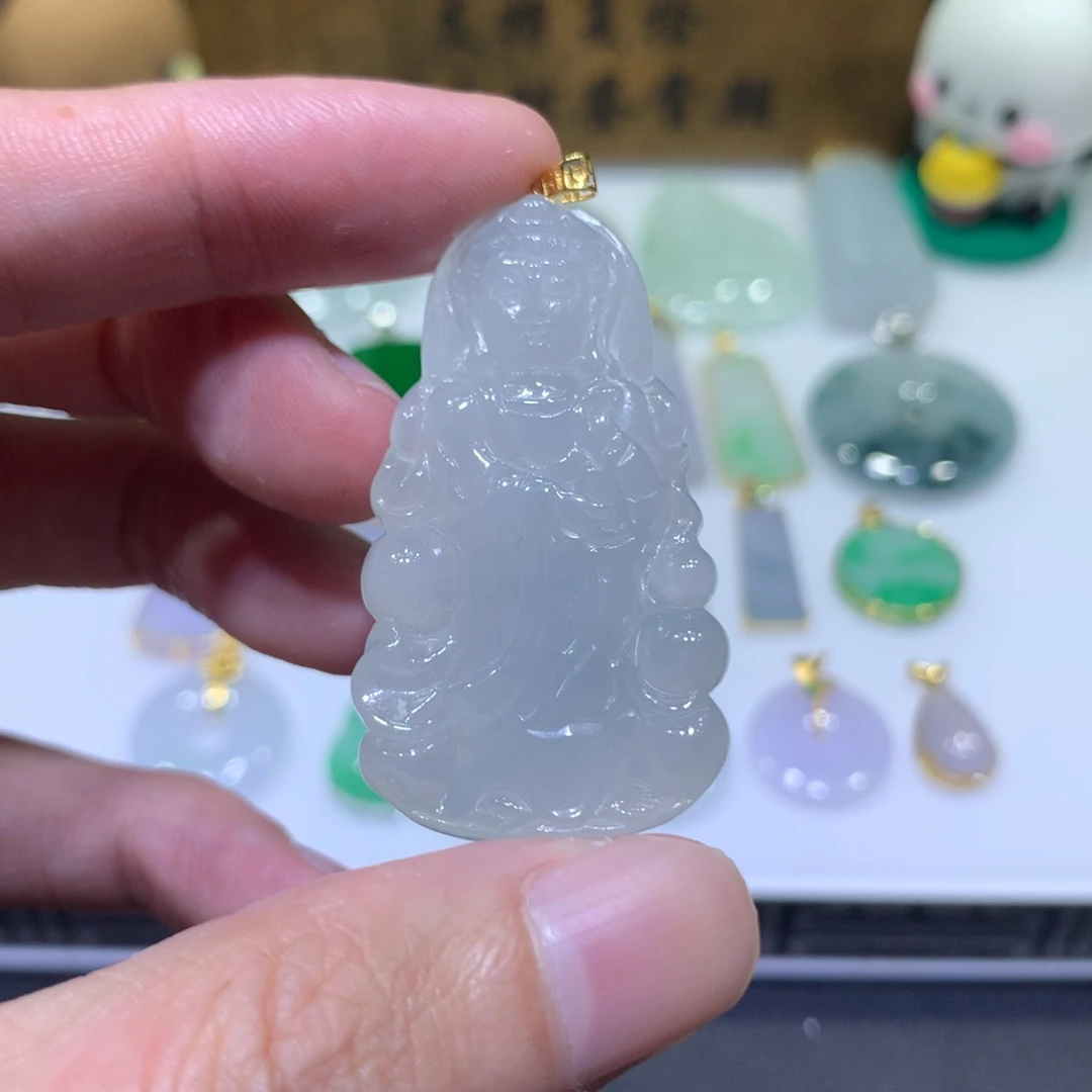 翡翠18K金镶嵌吊坠(不含链)