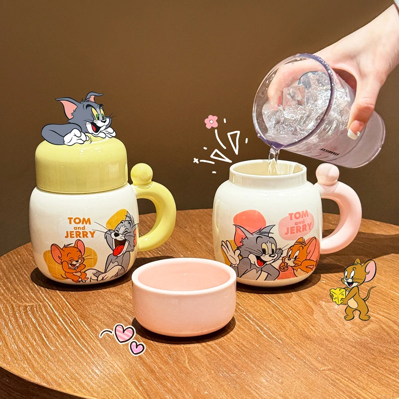 正版猫和老鼠陶瓷马克杯大容量带盖女生水壶杯高颜值情侣杯子水杯