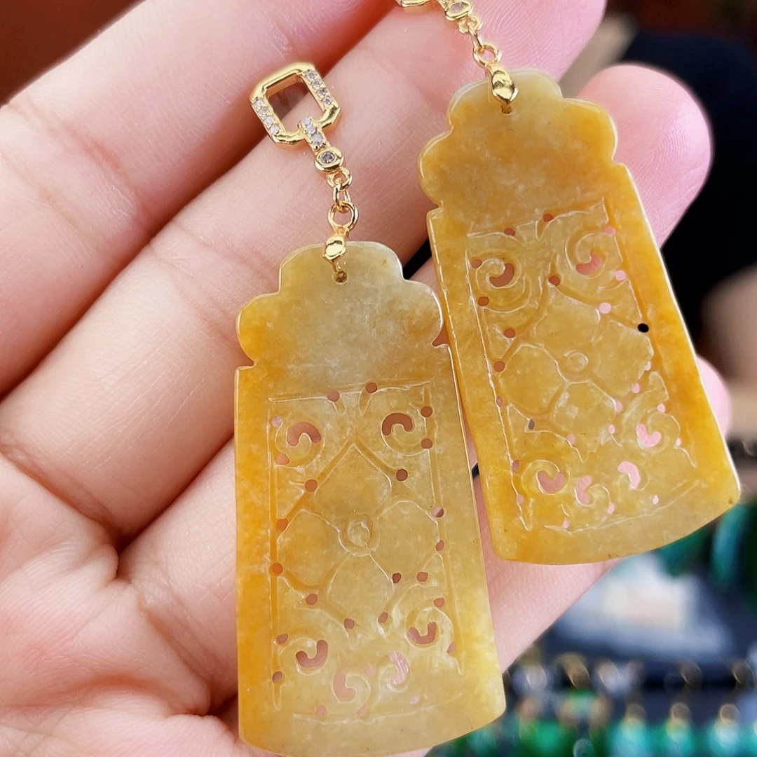 银S925镶嵌翡翠耳饰