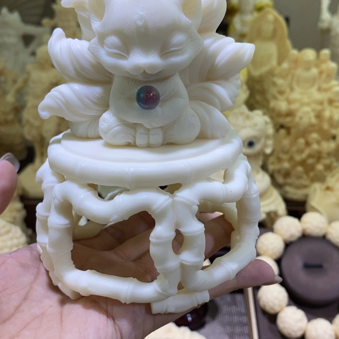 菩提根/象牙果把件象牙果抱珠凤九一套