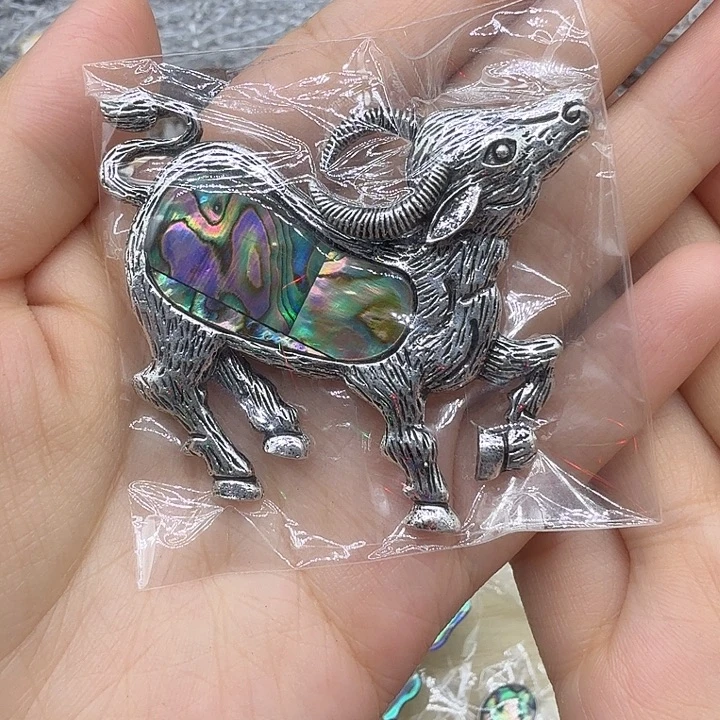 水晶珠宝半成品未镶嵌鲍鱼贝山羊一个
