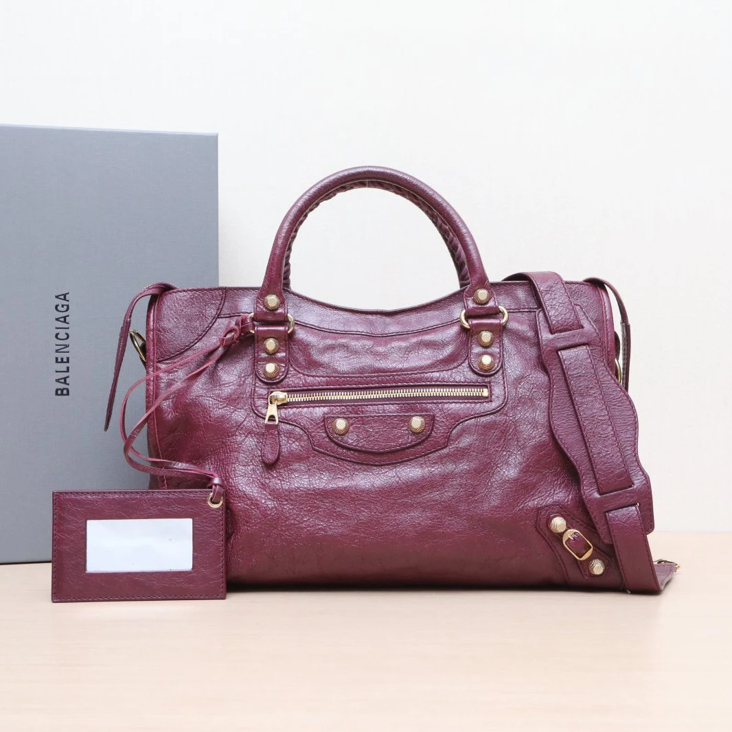 95新 Balenciaga/巴黎世家 活动黑黑 机车包 中号 单肩包