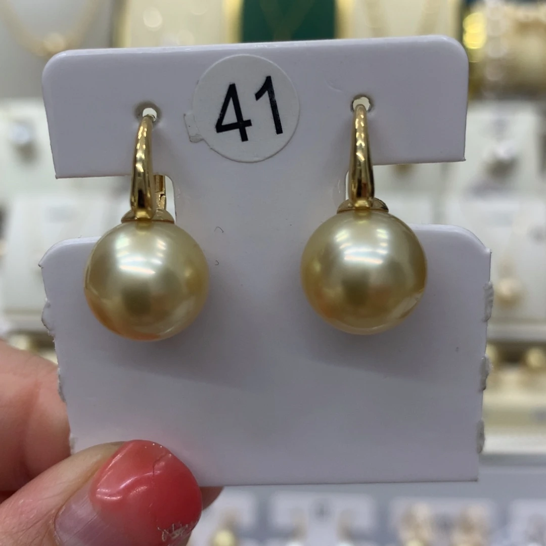 海水珍珠耳饰18K金镶嵌12-13