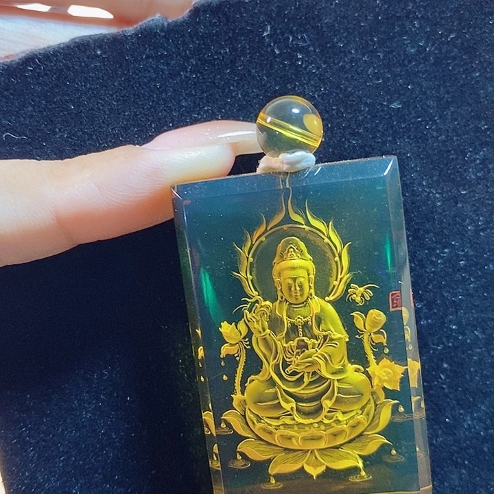 蓝珀未镶嵌珠宝奇石墨西哥蓝珀观音