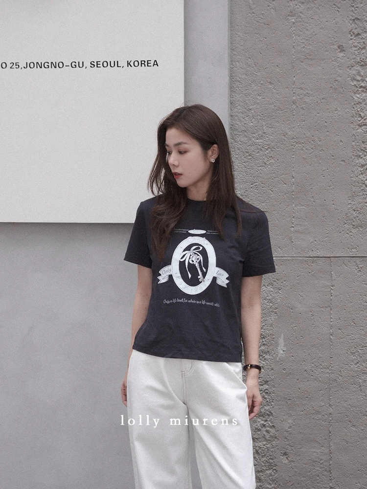 缪恩诗SPRING x「小可乐～❀」2024 11/29字母短袖T恤M2501040102