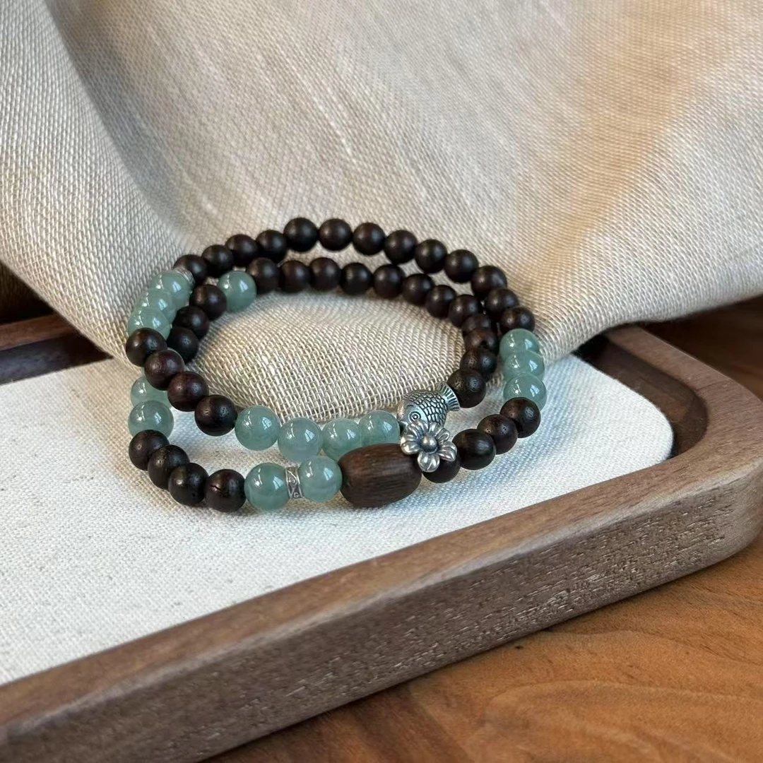 非金属仿水晶手链 【去野知物】｜花语鱼｜原创设计花朵鱼鱼双圈手链