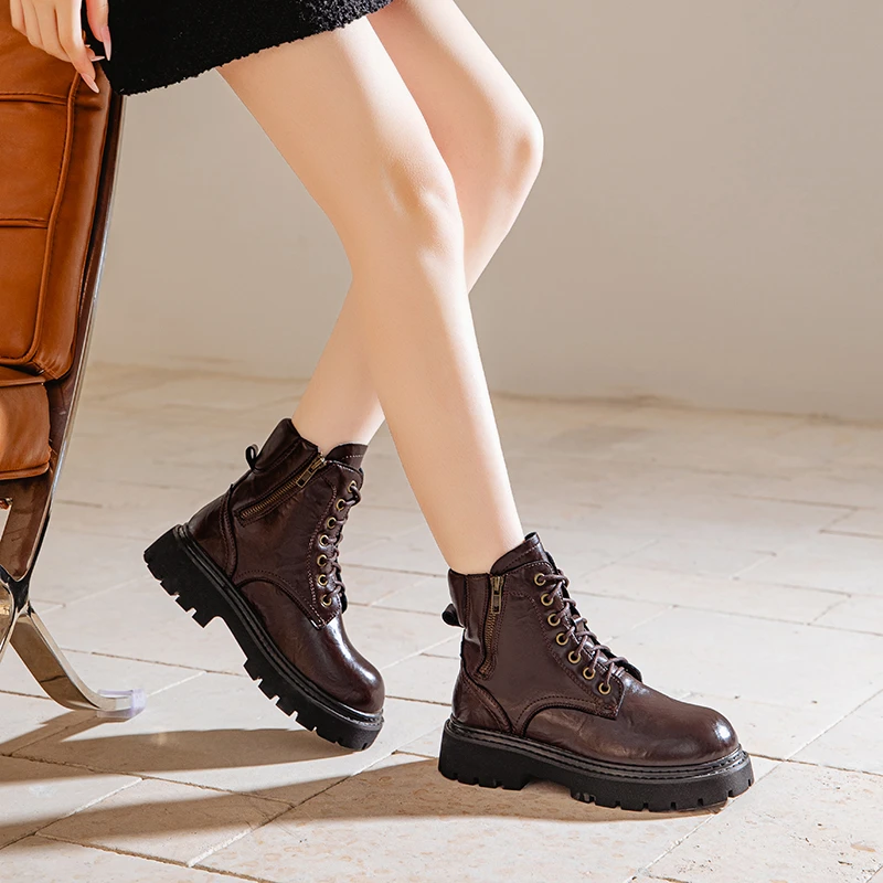 薄款平跟圆头切尔西靴百搭高帮短靴时尚潮流女鞋秋季冬季英伦风