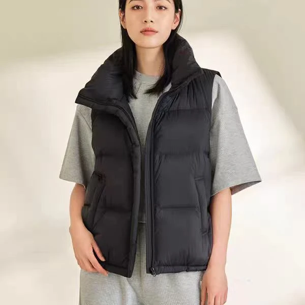【坦】轻薄羽绒服马甲女立领短款简约背心外套宽松百搭保暖TW336010