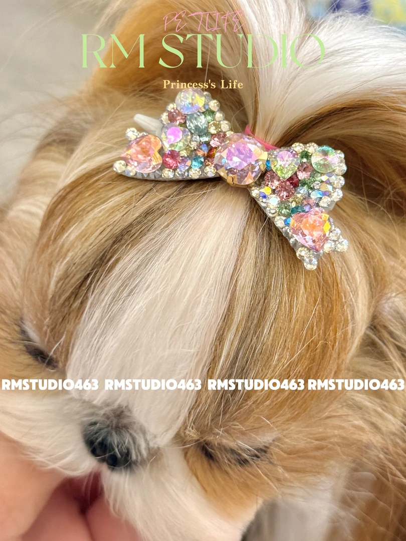 宠物华子发夹狗狗bb夹超闪满钻顶夹发箍施华洛世奇尔济斯西施