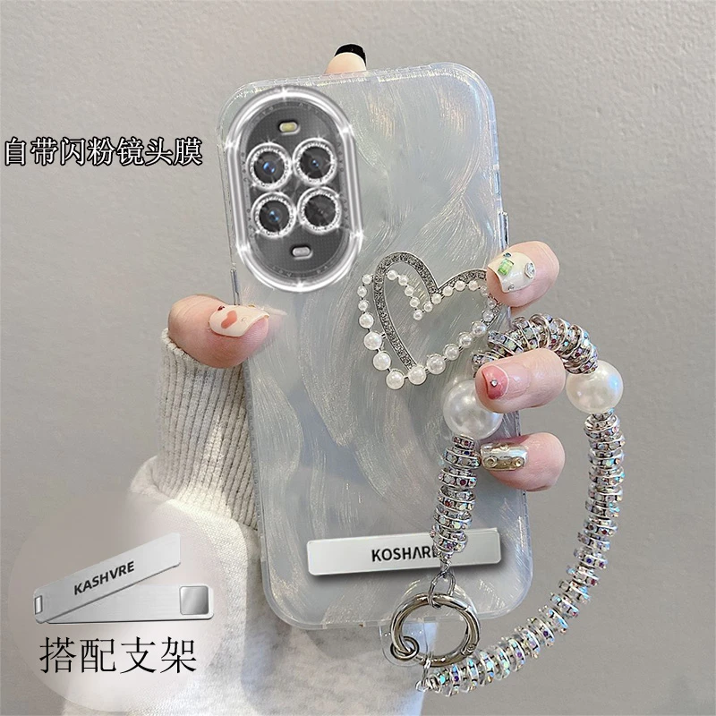 带镜头膜华为Nova13Pro手机壳MIS-AL00水钻羽纱珍珠爱心nova13pro