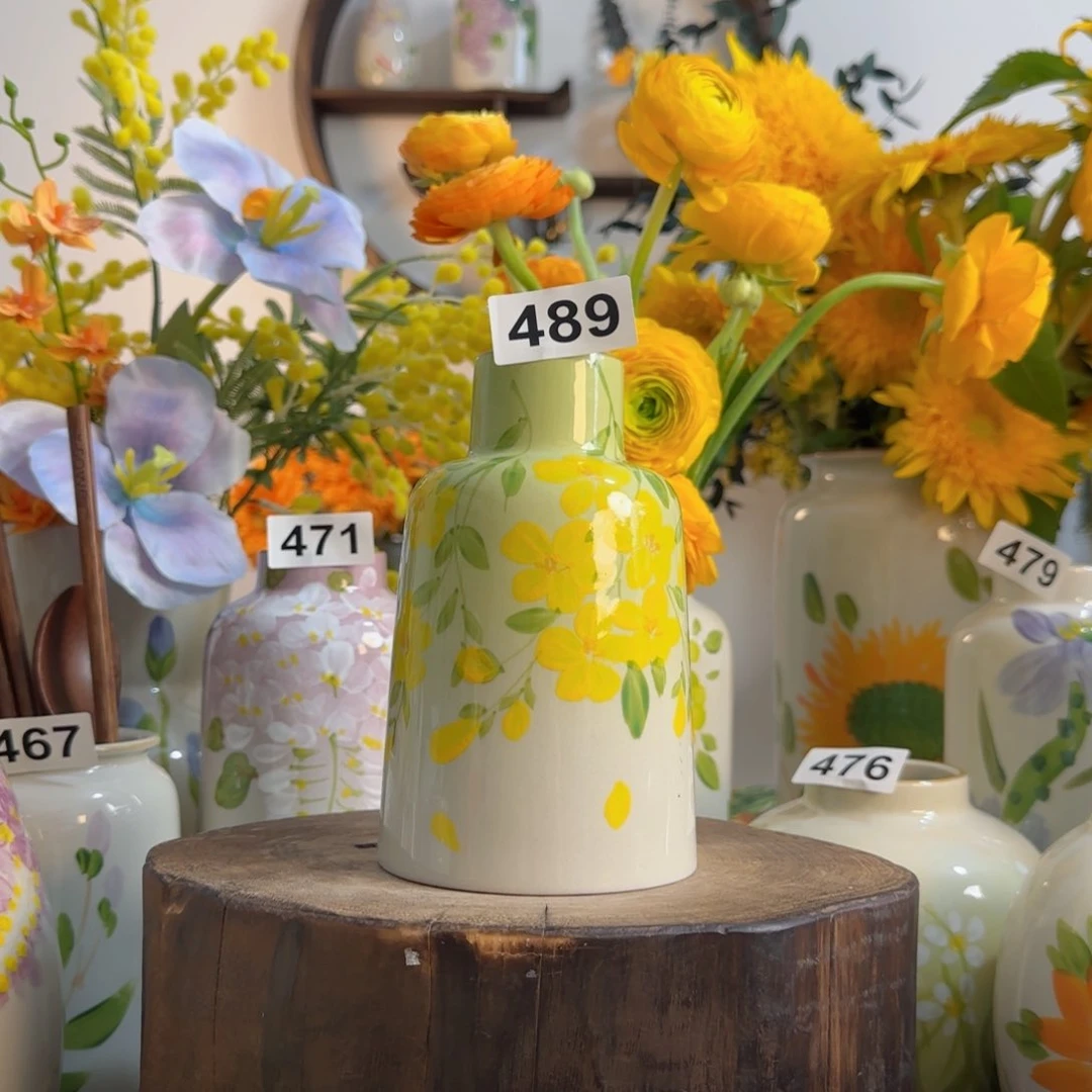 摆件景德镇陶瓷手绘原创 小花瓶摆件无孔