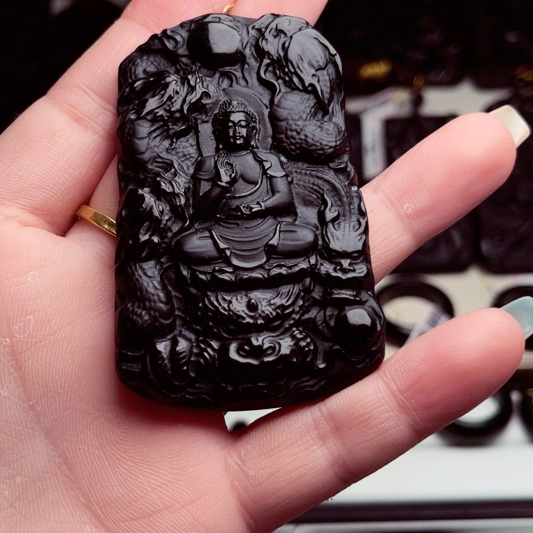 十级黑天然缅料A货挂件 260送珠链