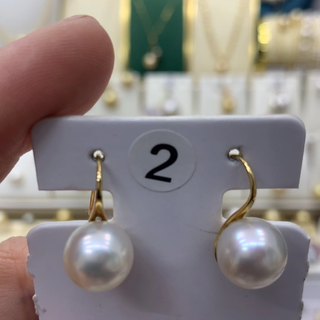 海水珍珠耳饰18K金镶嵌澳白10-11