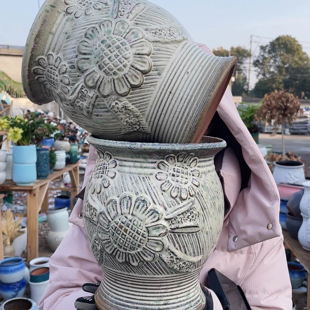 红陶王嫂花盆0216-b342