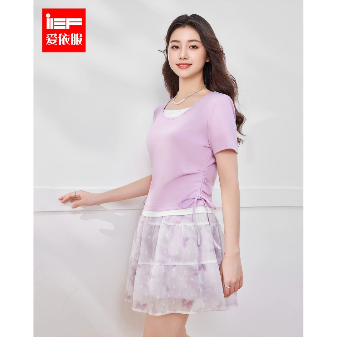 IEF/爱依服【微胖】大码女装2025夏季新款法式甜美温柔风上下套裙