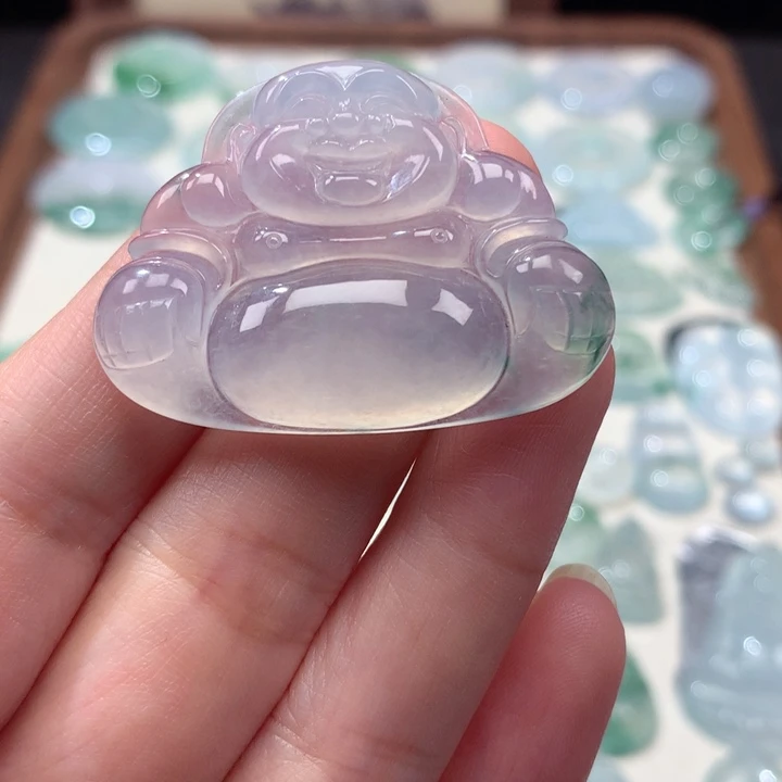 翡翠未镶嵌颈饰冰种飘花大佛公