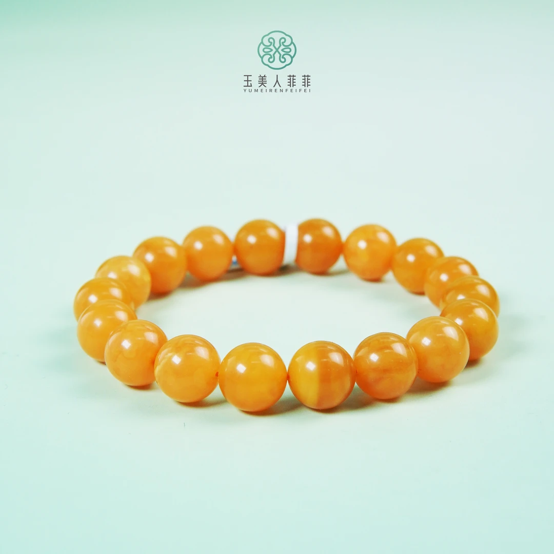 石惑珠宝^蜜蜡单圈圆珠手串约10mm+多样性发一