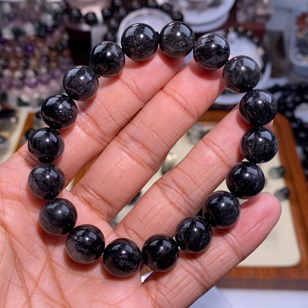 水晶手链未镶嵌黑发晶11mm满发