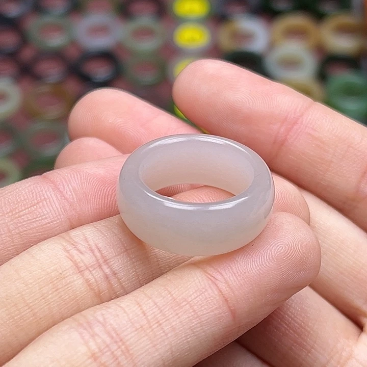 和田玉戒指未镶嵌17.2 藕粉