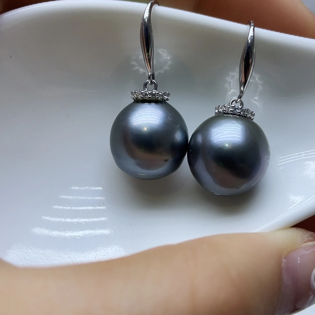 银S925镶嵌海水珍珠耳坠