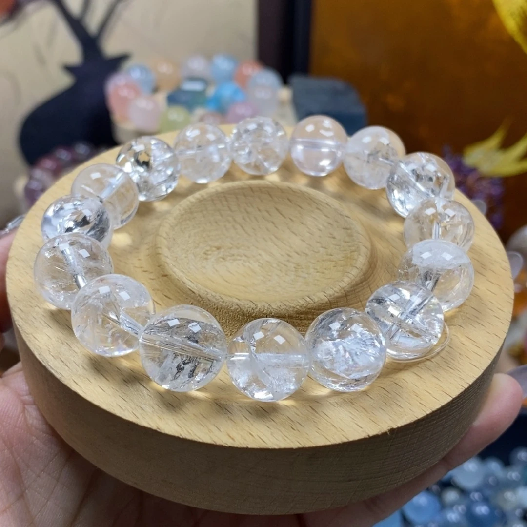 水晶手链银S925镶嵌婚纱白阿塞