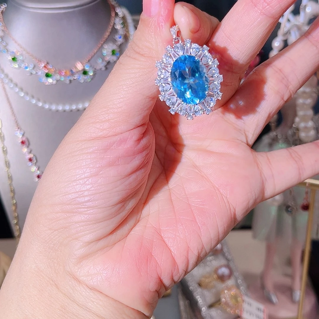 托帕石颈饰银S925镶嵌