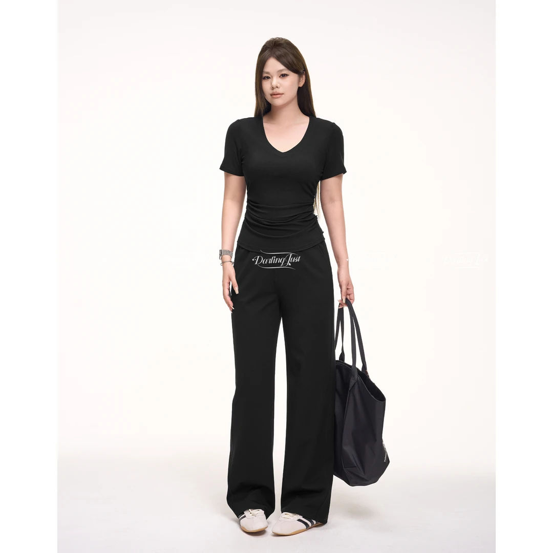 DarlingJust小野墩墩[瘦瘦裤]直筒小黑裤垂感直筒裤休闲裤显腿长