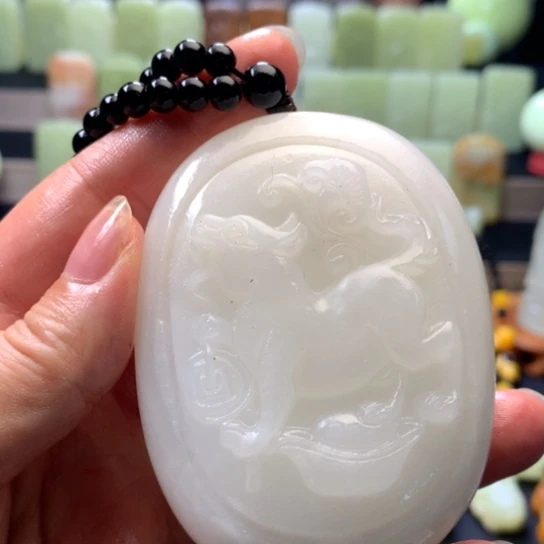 石材方解石手把件