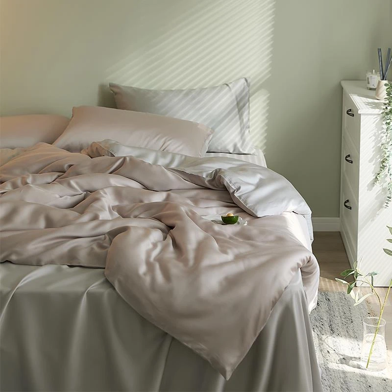 北欧风轻奢60支天丝四件套夏季裸睡双面冰丝床单被套床笠床上用品
