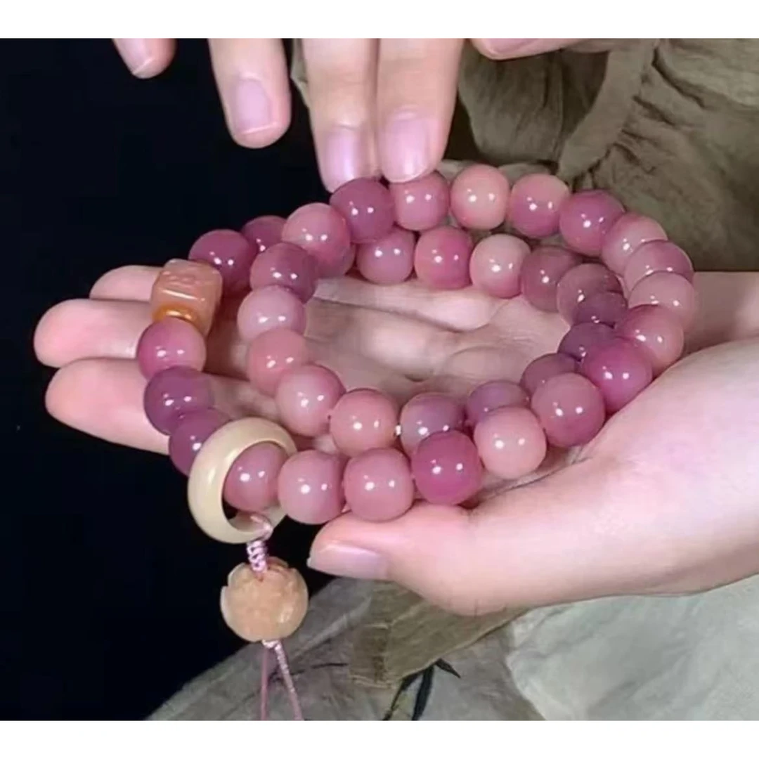 非金属仿水晶手链 车厘子粉PT手串 13801