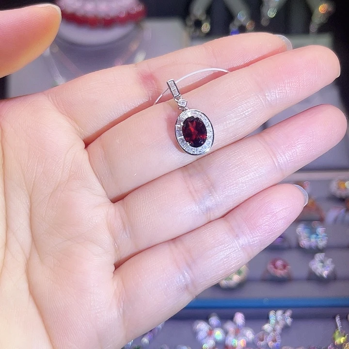 银S925镶嵌吊坠(赠链)石榴石