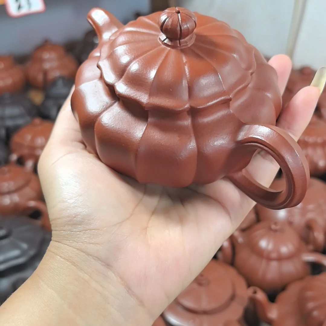 茶壶紫砂朱泥筋纹小莲子