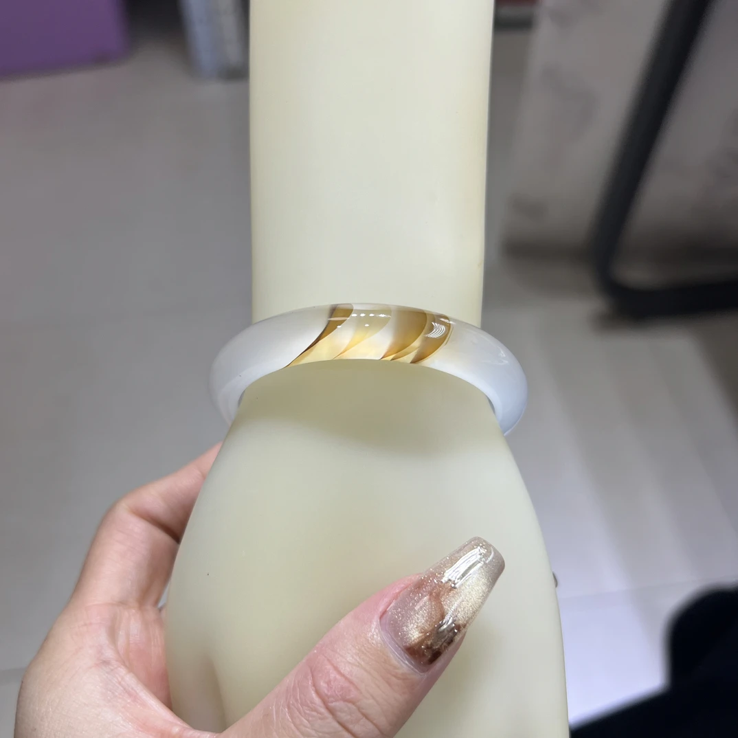 天然玛瑙马料老料丝带意境水草手镯独特美53-54圈口可带