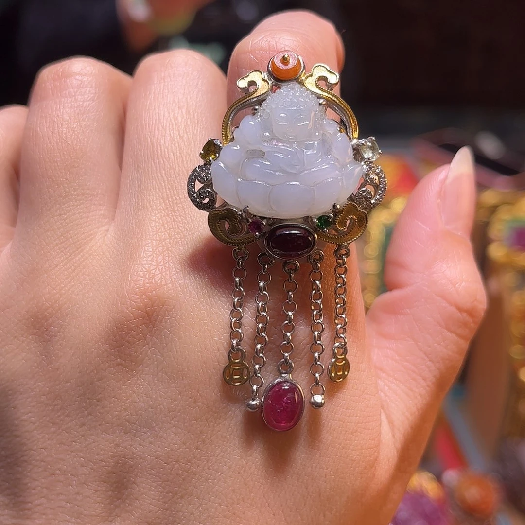 翡翠银S925镶嵌戒指双十二直降不议价