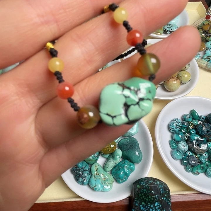 绿松石未镶嵌颈饰绿松石随型项链