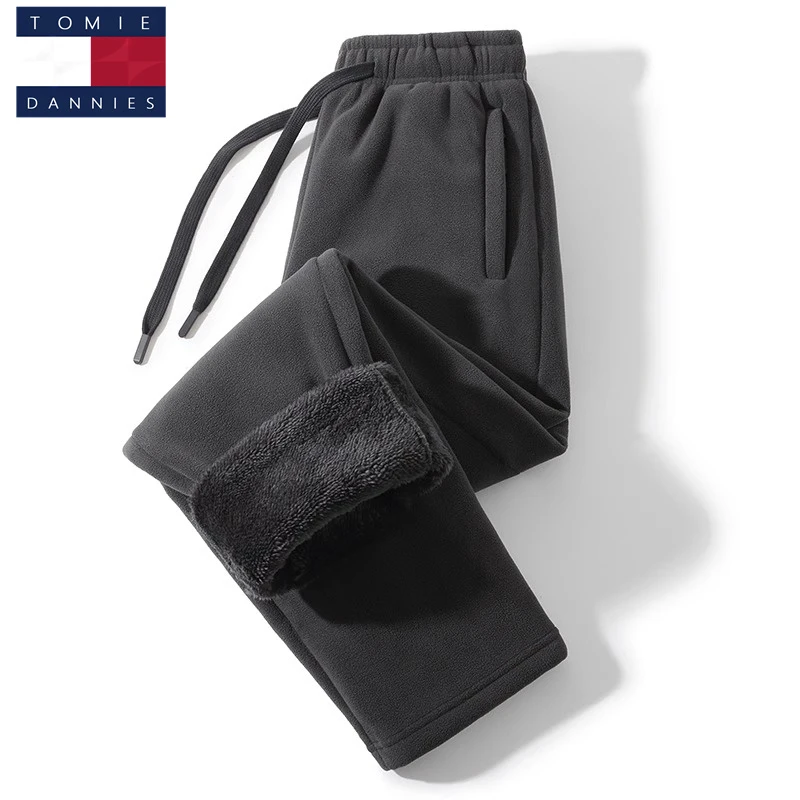 【品牌优选】汤米丹尼斯冬季男女加绒保暖休闲裤双面绒奥利绒直筒裤