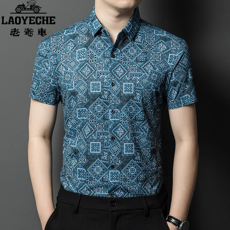 老爷车衬衫男短袖2025夏季新款男装轻奢高端痞帅高级感百搭衬衣