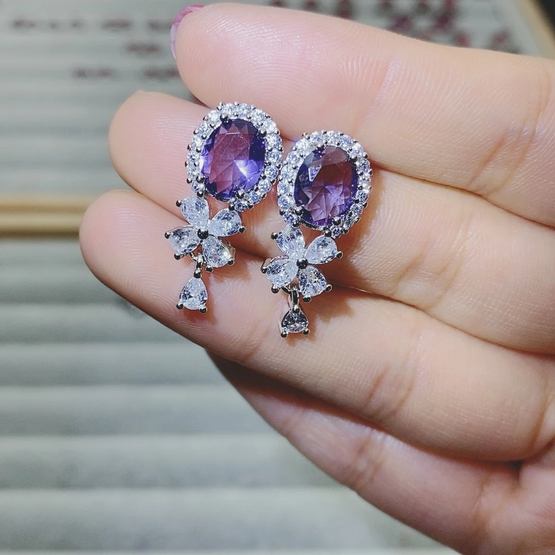 【闪购商品】托帕石耳饰银S925镶嵌