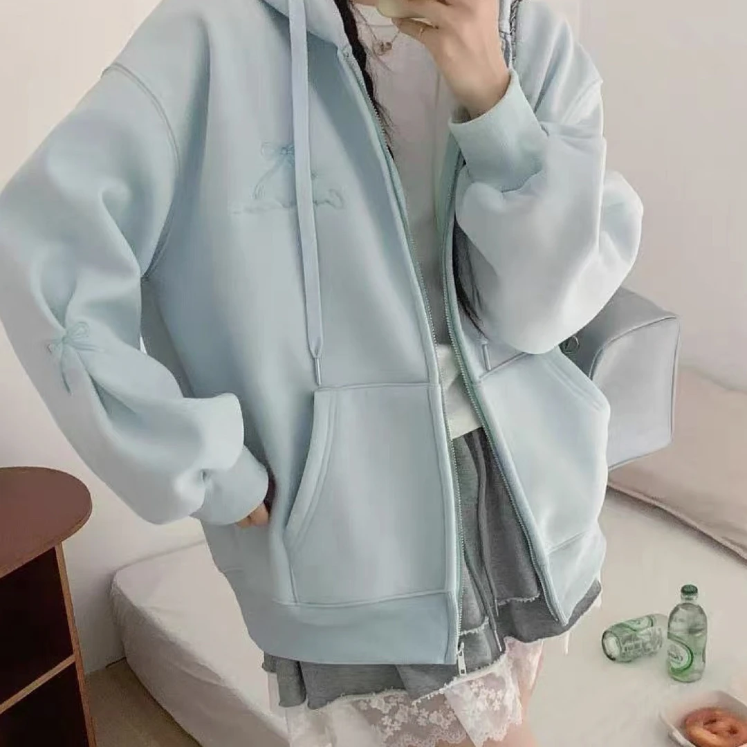 908珍珠帽开衫卫衣外套