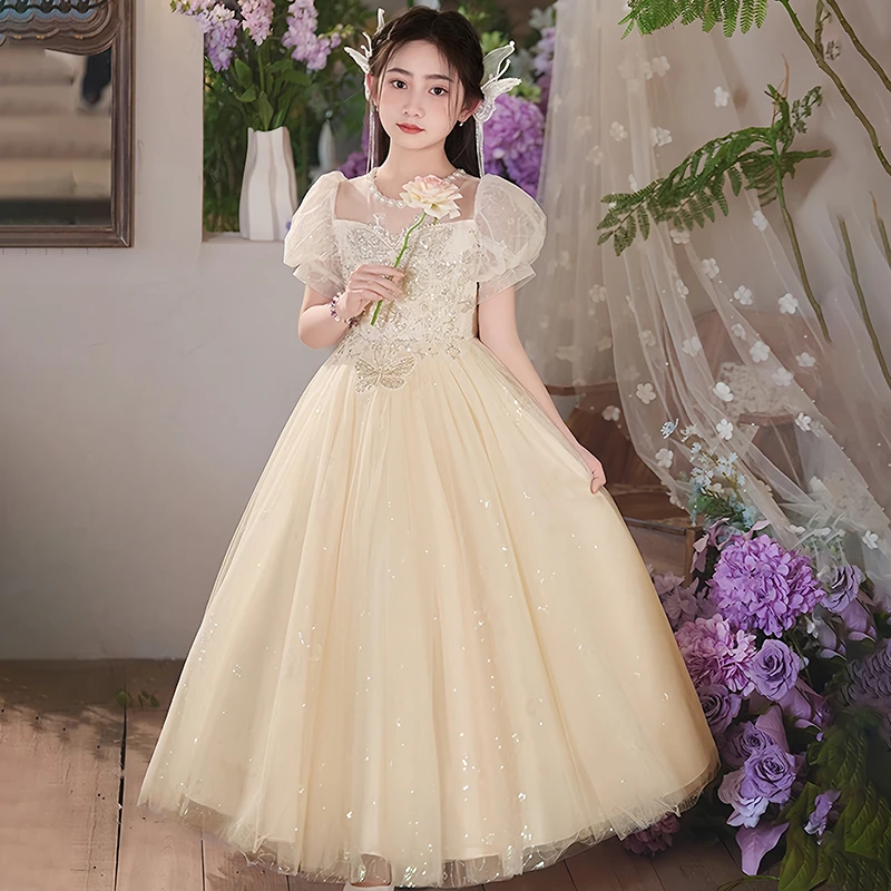 儿童礼服公主裙高端女童连衣裙花童婚礼小女孩生日主持钢琴演出服