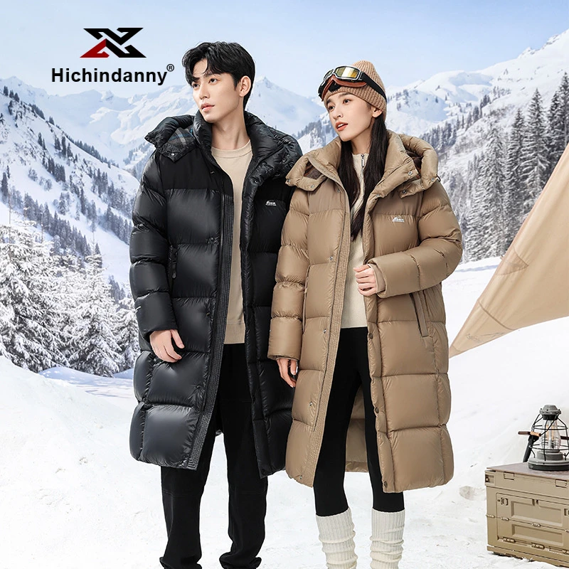HICHIN长款过膝羽绒服男女冬季时尚休闲防寒保暖羽绒外套新款情侣