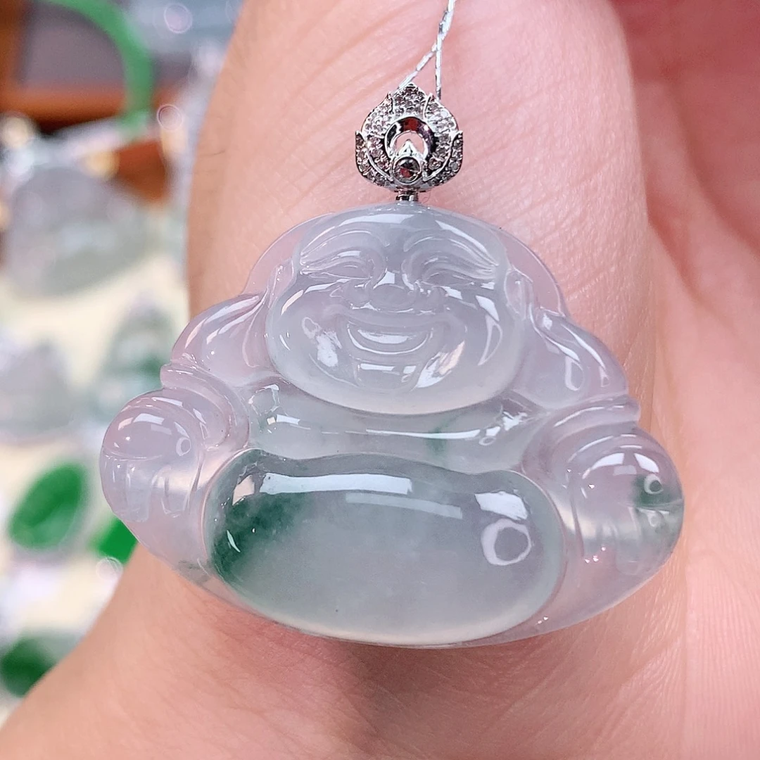 颈饰18K金镶嵌翡翠佛公