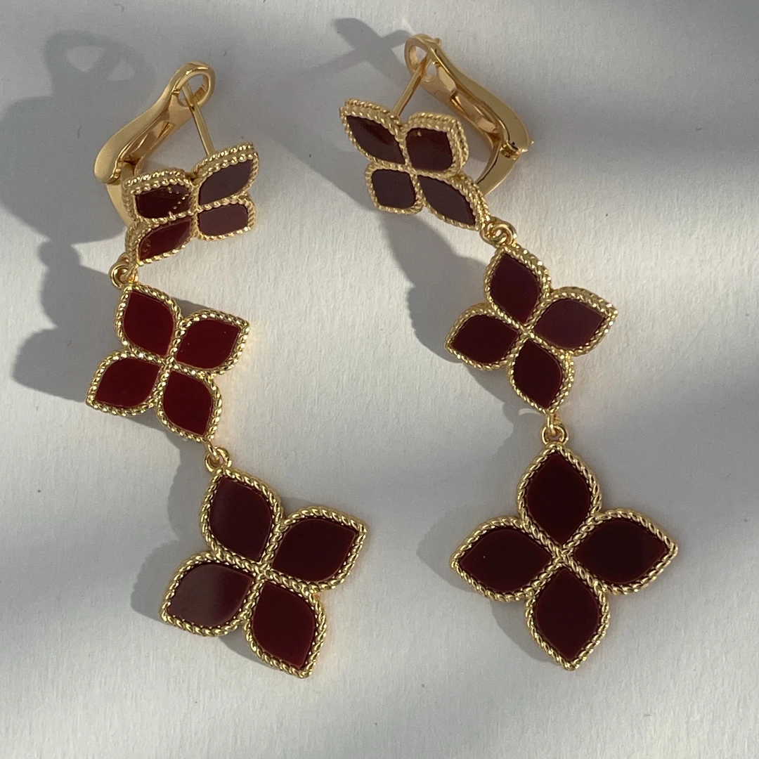 铜合金耳饰 轻奢气质精致高级感四叶草长款百搭耳环 C-33748