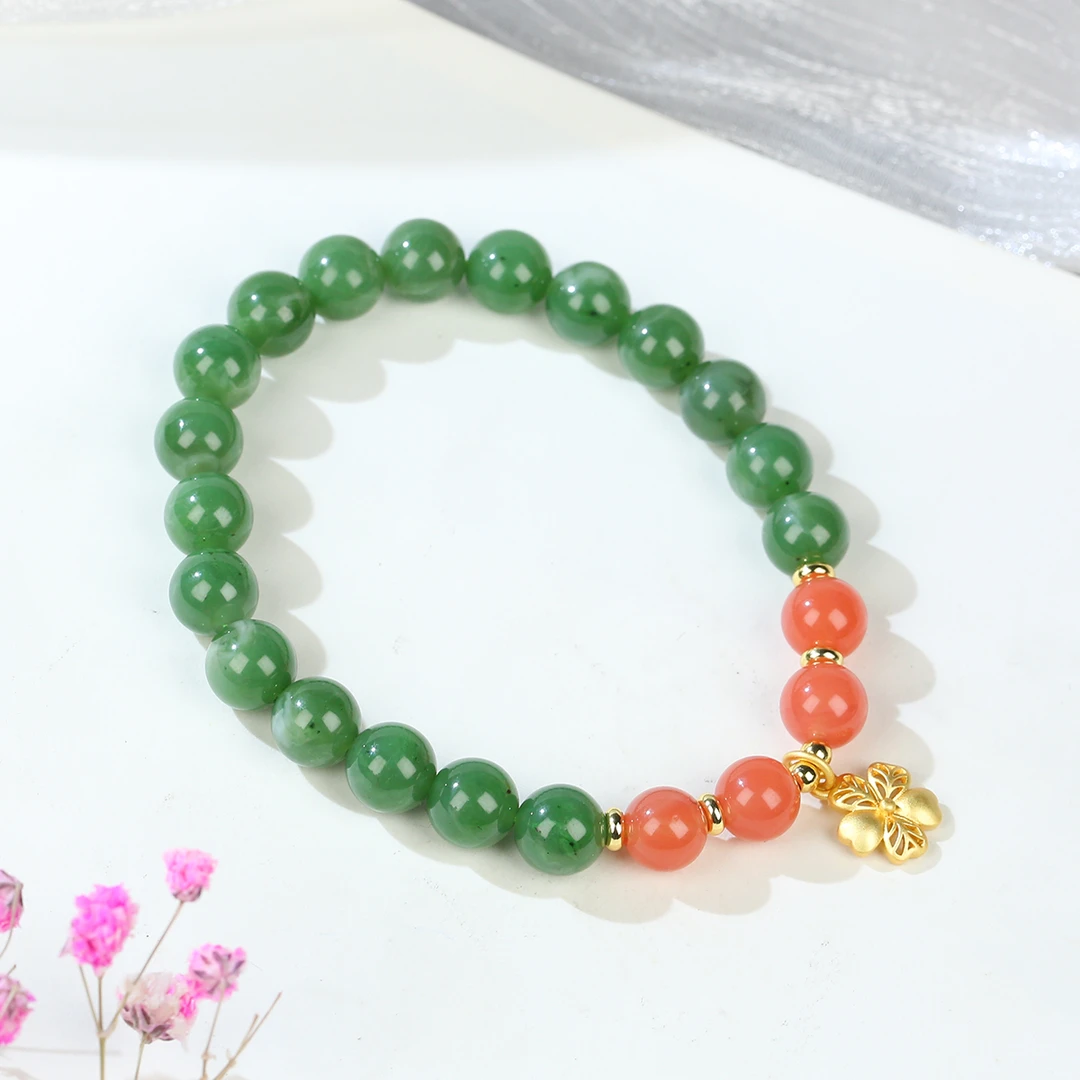 【麦子家族女神节礼物】天然和田玉碧玉手串DIY7-8圆珠SC573-1