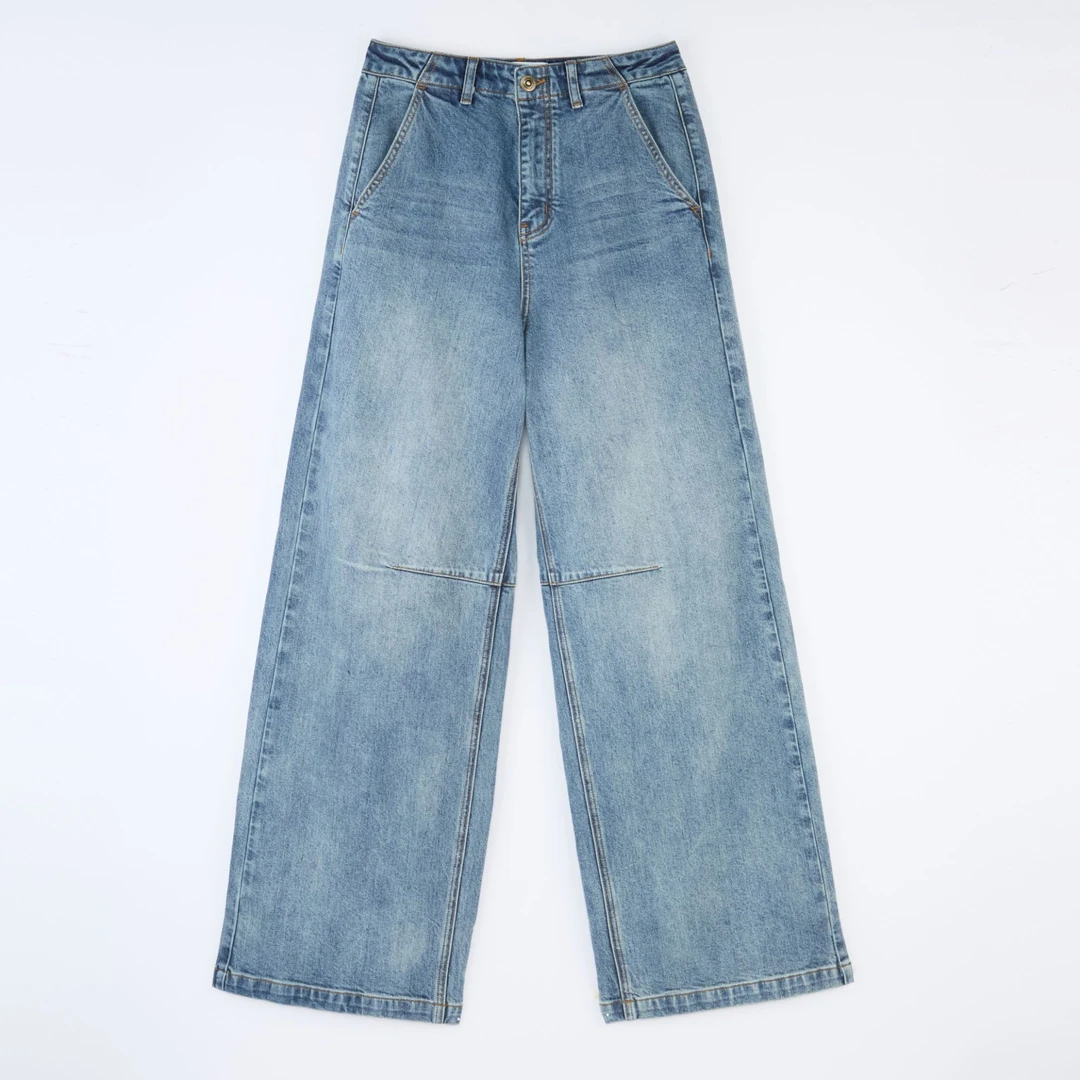 ANNENONO   25秋季新品蓝色牛仔裤烟筒裤休闲常规水洗