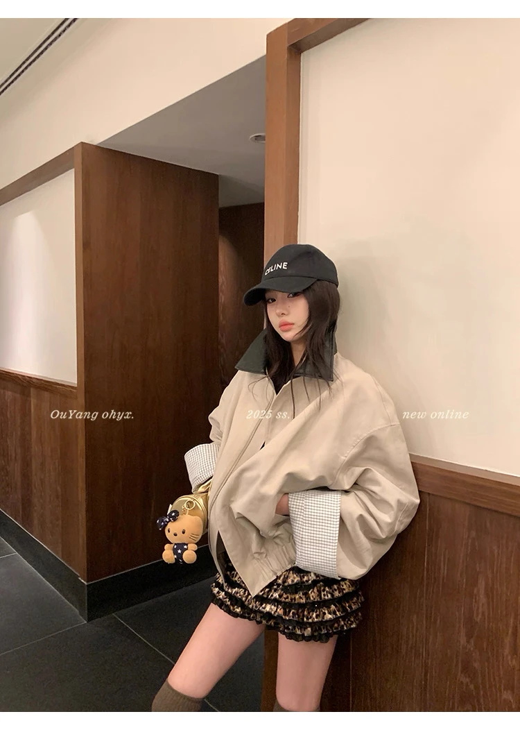 区区家短小众女上衣圆领方领百搭风衣