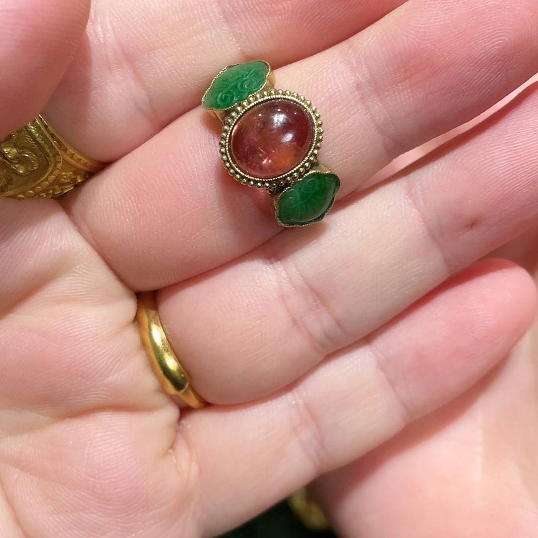 瞬***间碧玺银S925镶嵌戒指