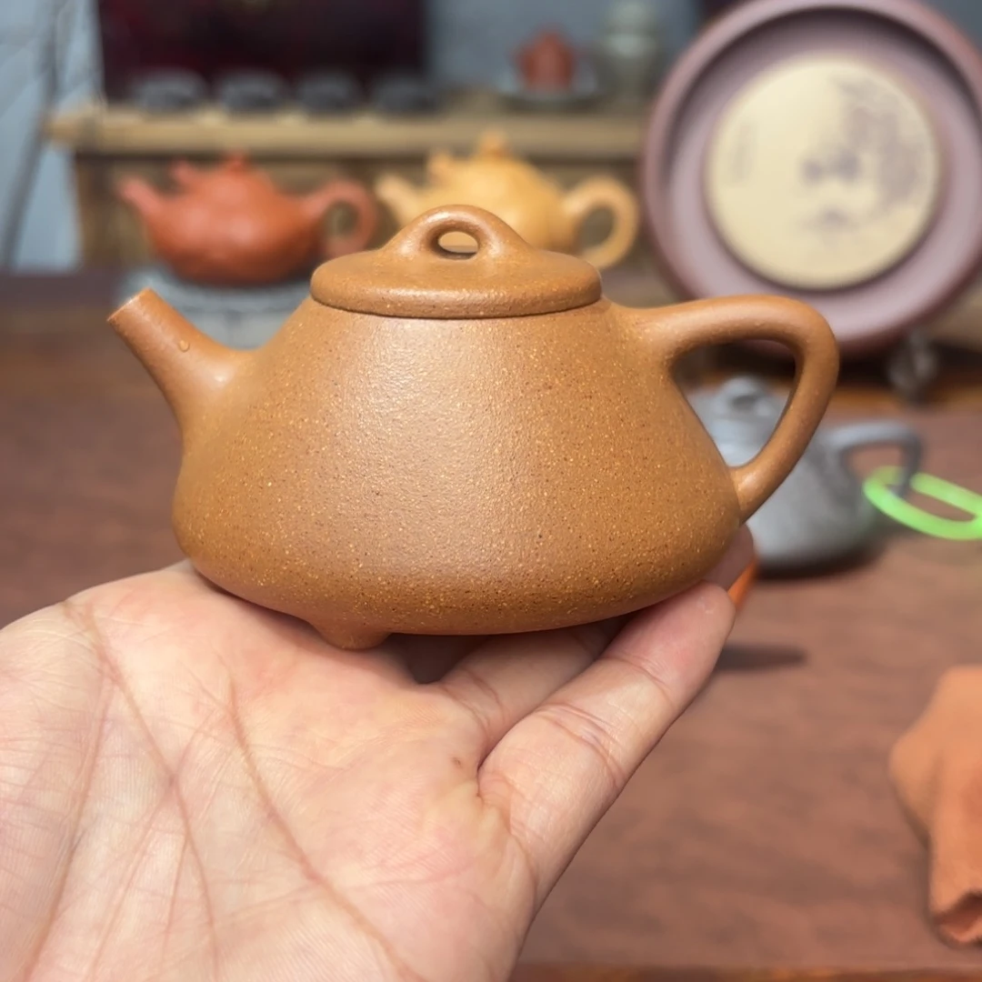 紫砂茶壶子冶石瓢130毫升黄段