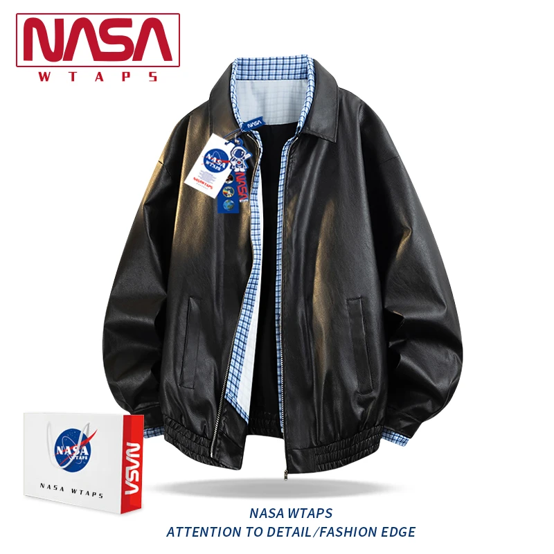NASA WTAPS假两件格子夹克男春秋季潮牌宽松休闲百搭美式复古外套